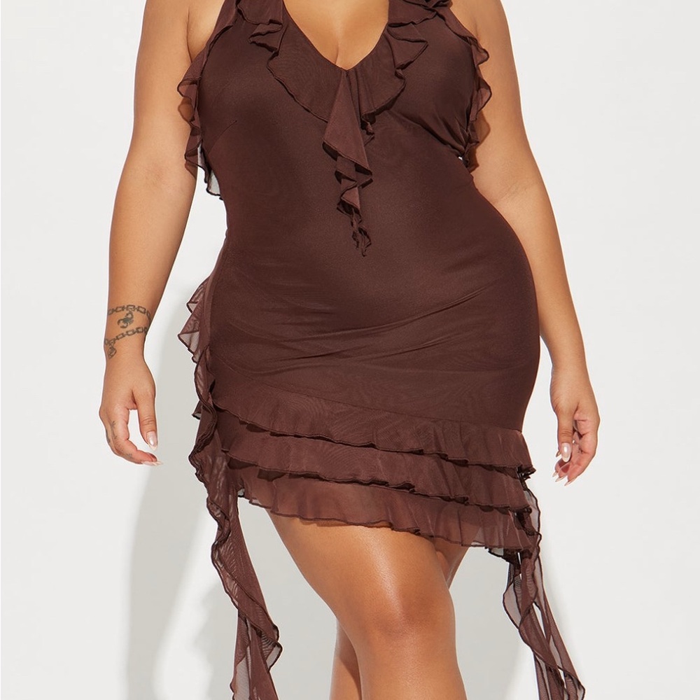 Fashion Nova Brown Backless Dress